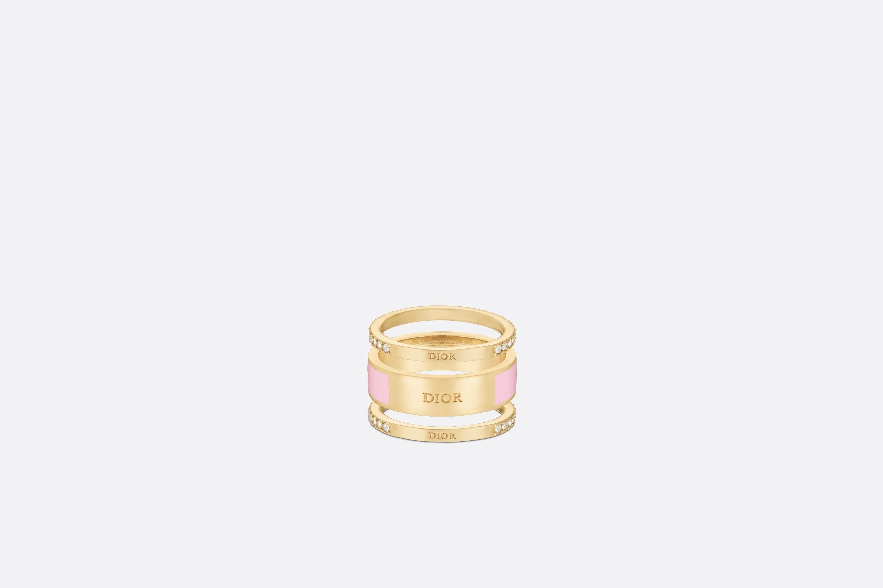Dior Code Ring Set • Gold-Finish Metal, Silver-Tone Crystals and Melocoton Pink Lacquer