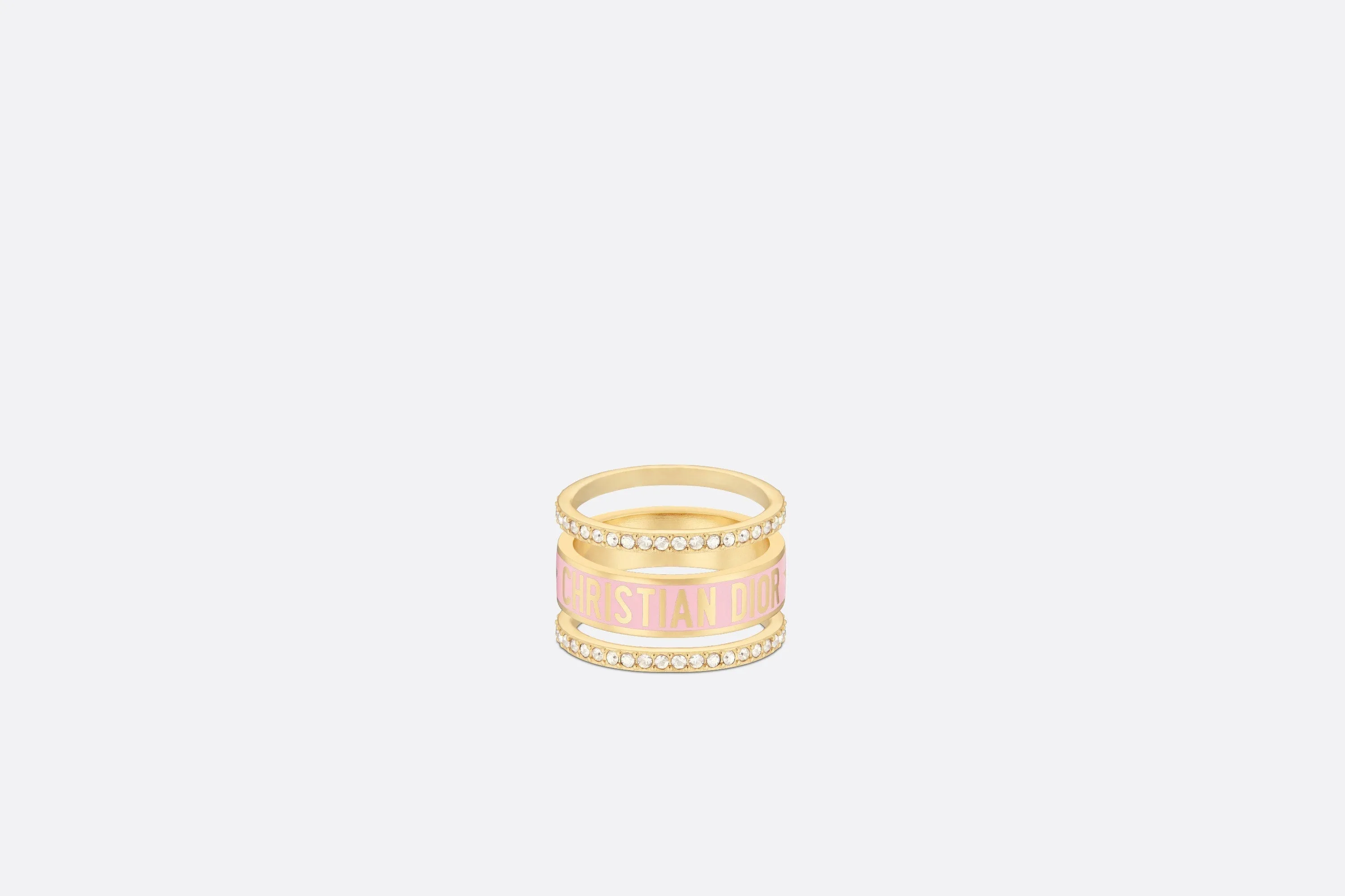 Dior Code Ring Set • Gold-Finish Metal, Silver-Tone Crystals and Melocoton Pink Lacquer