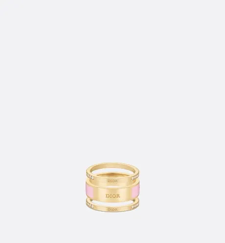 Dior Code Ring Set • Gold-Finish Metal, Silver-Tone Crystals and Melocoton Pink Lacquer