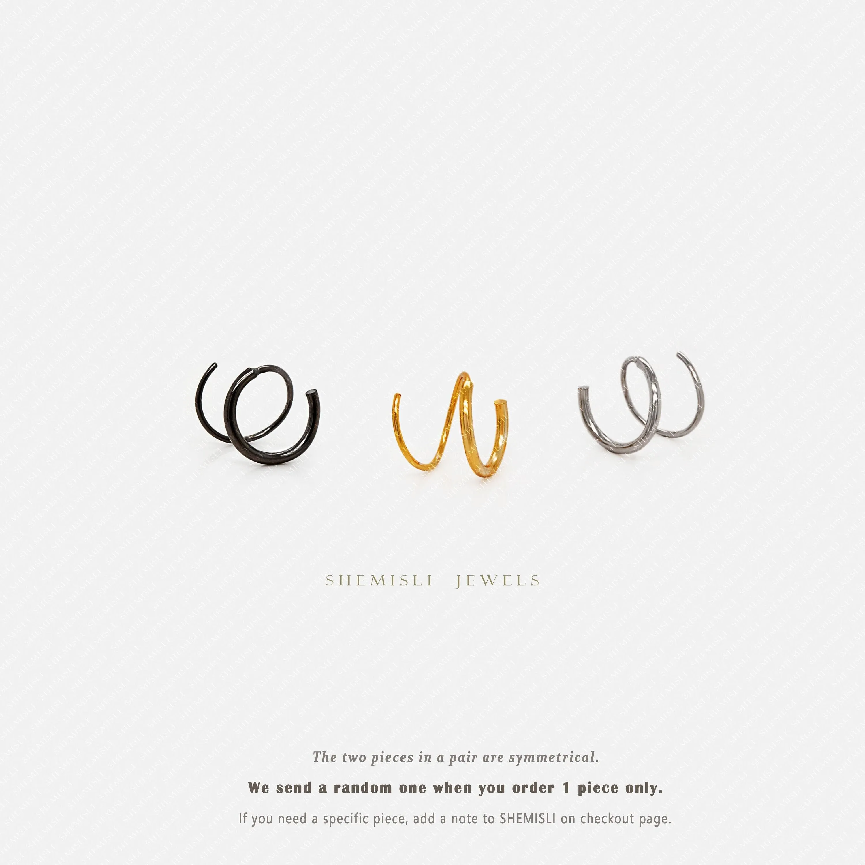Double Hoop Earring - Only 1 Piercing needed, Unisex, Gold, Silver SHEMISLI - SH120 NOBKG LR