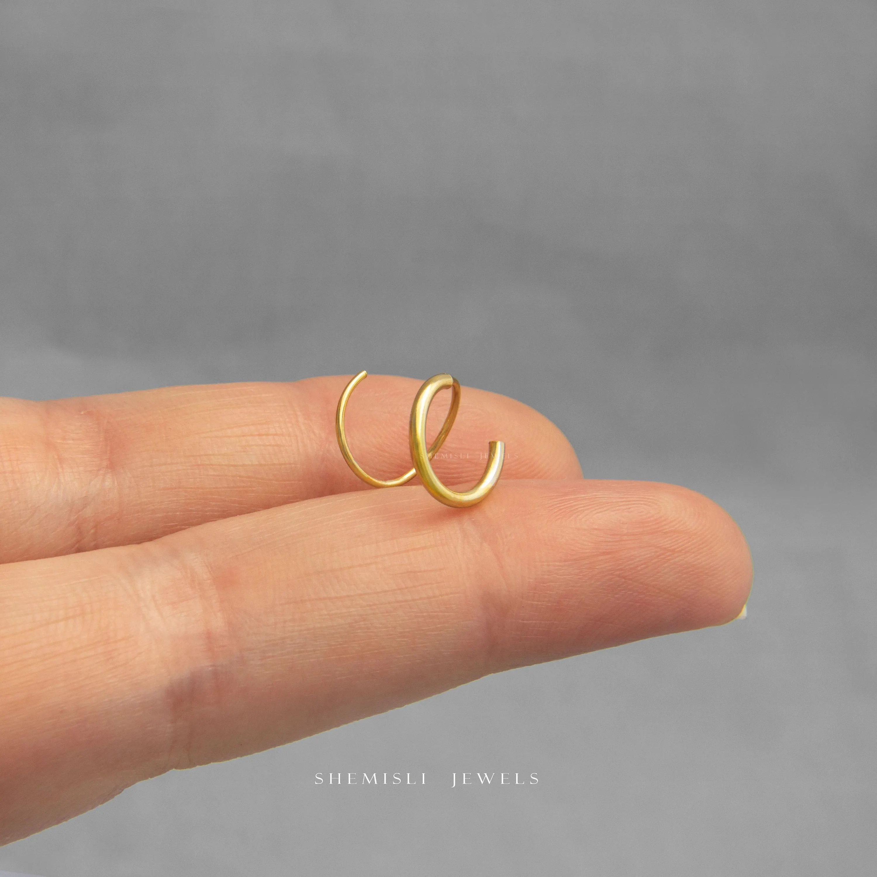 Double Hoop Earring - Only 1 Piercing needed, Unisex, Gold, Silver SHEMISLI - SH120 NOBKG LR