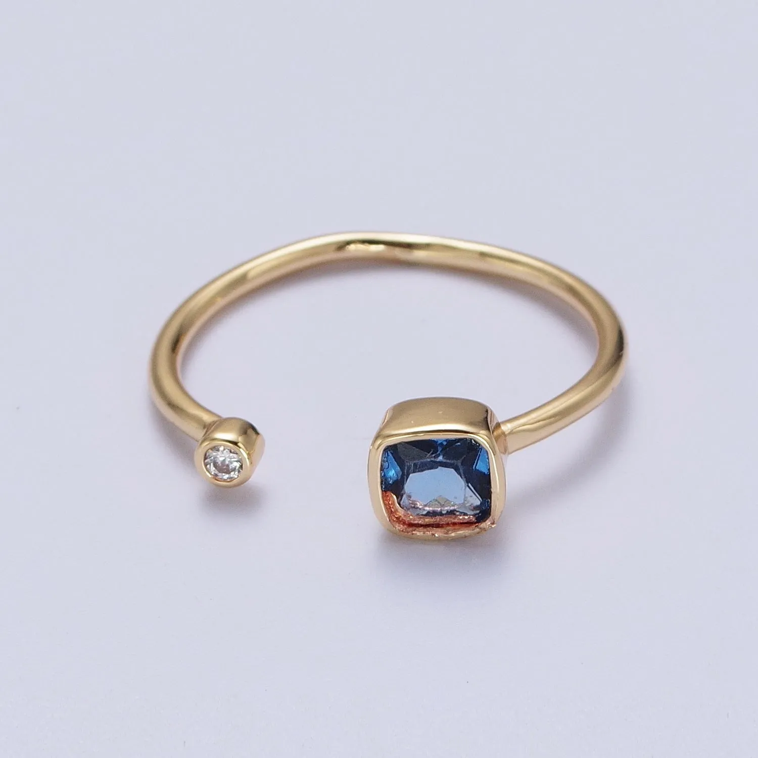 Double Mini CZ Cube Cubic Zirconia CZ Open Adjustable Gold Ring | Y-468 ~ Y-474