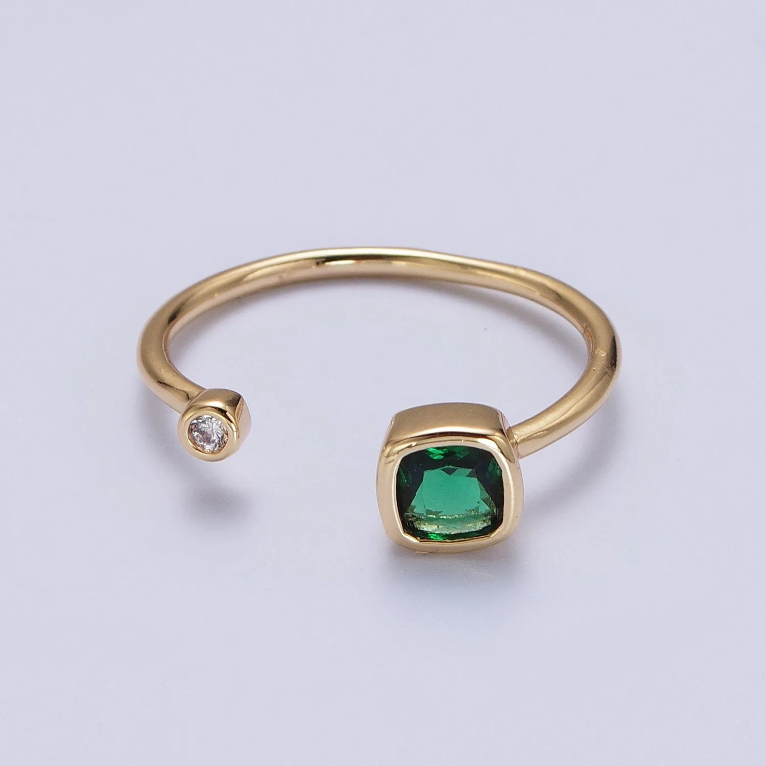 Double Mini CZ Cube Cubic Zirconia CZ Open Adjustable Gold Ring | Y-468 ~ Y-474