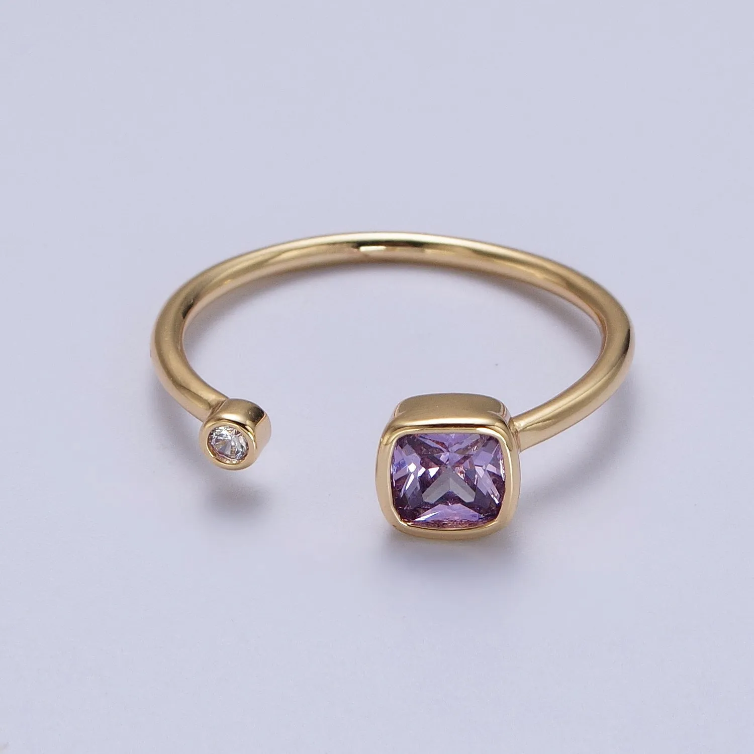 Double Mini CZ Cube Cubic Zirconia CZ Open Adjustable Gold Ring | Y-468 ~ Y-474