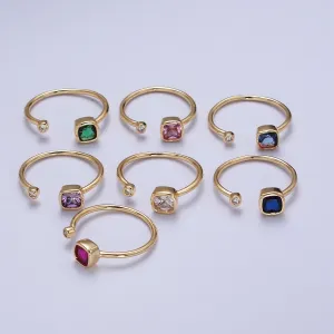 Double Mini CZ Cube Cubic Zirconia CZ Open Adjustable Gold Ring | Y-468 ~ Y-474