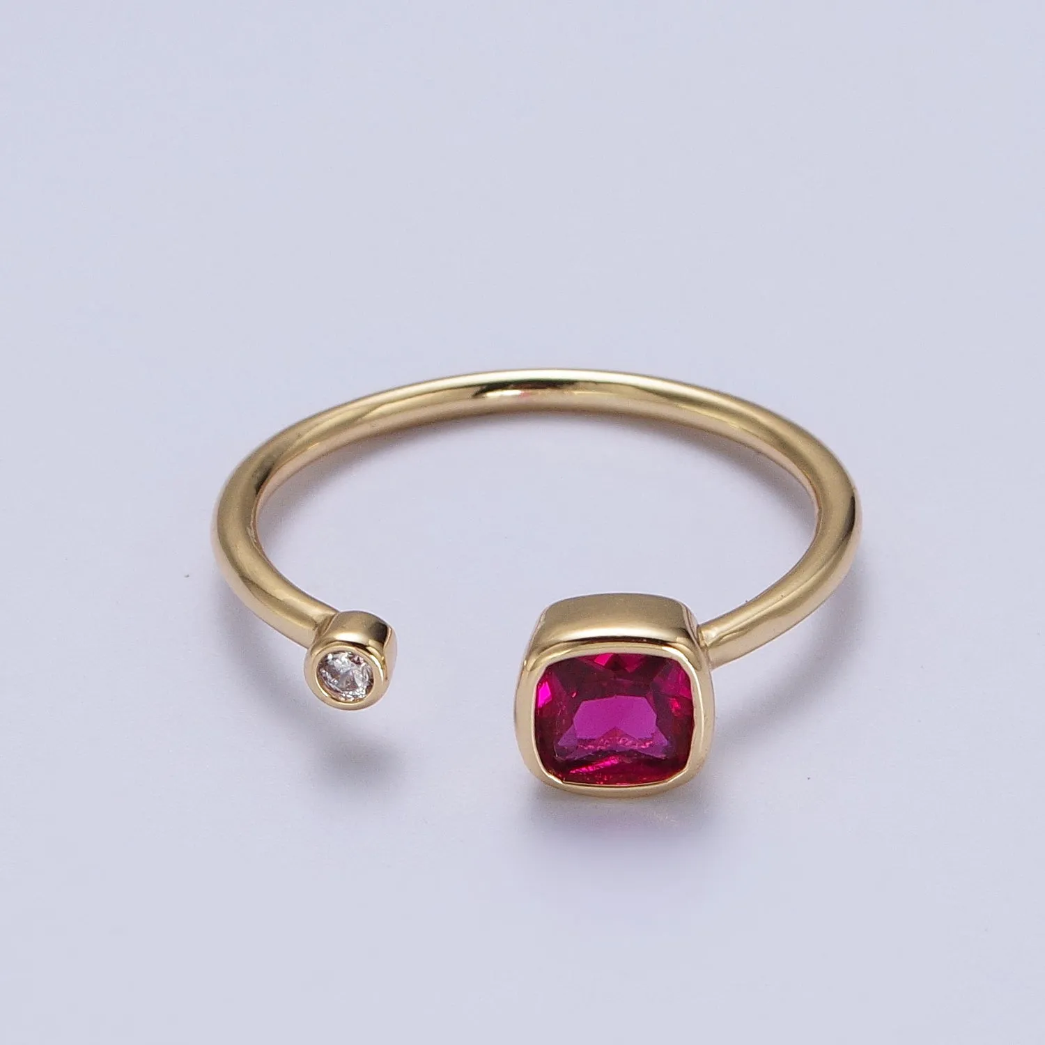 Double Mini CZ Cube Cubic Zirconia CZ Open Adjustable Gold Ring | Y-468 ~ Y-474