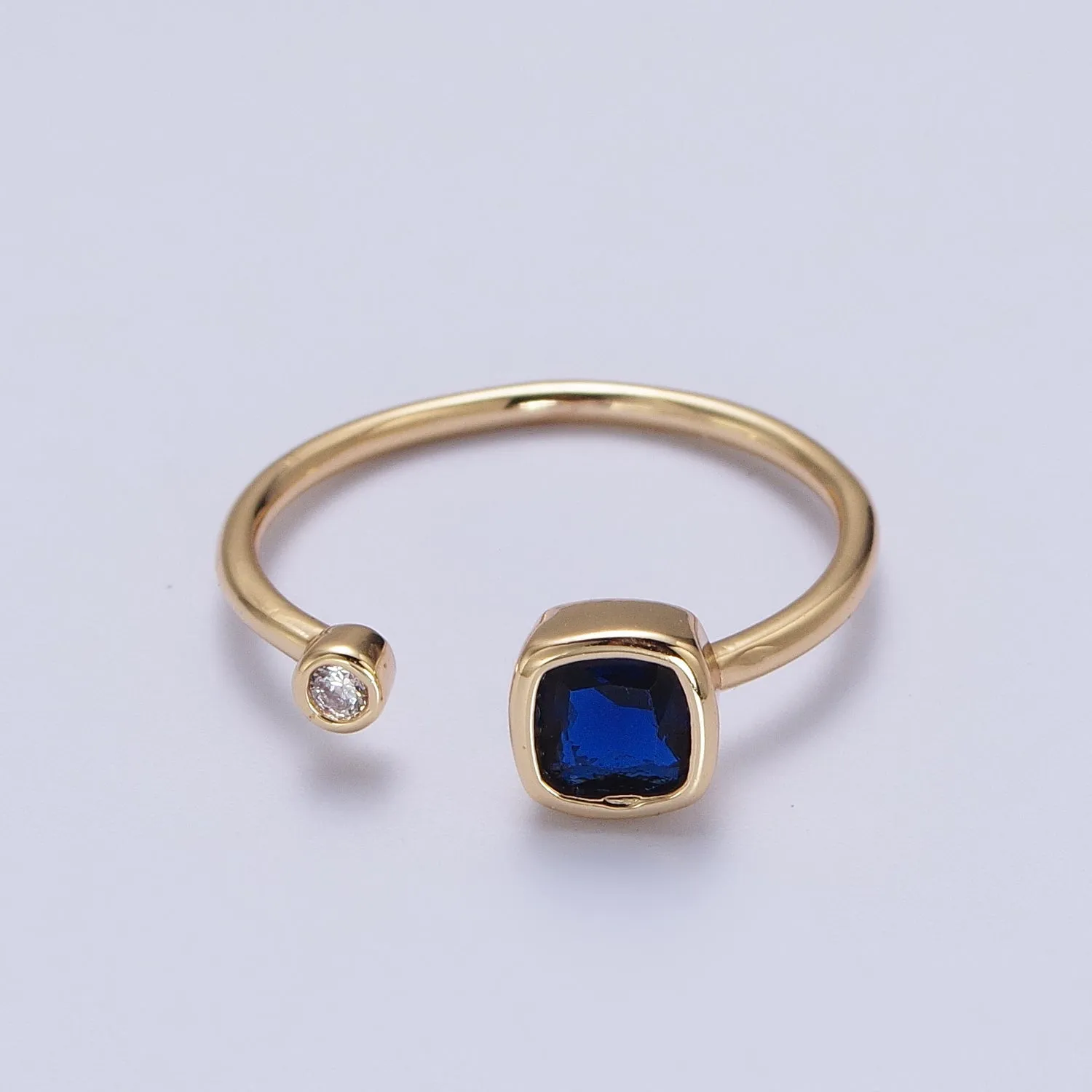 Double Mini CZ Cube Cubic Zirconia CZ Open Adjustable Gold Ring | Y-468 ~ Y-474