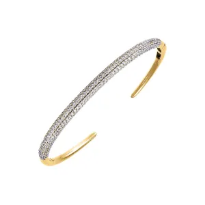 Double Row Pave Open Bangle Bracelet