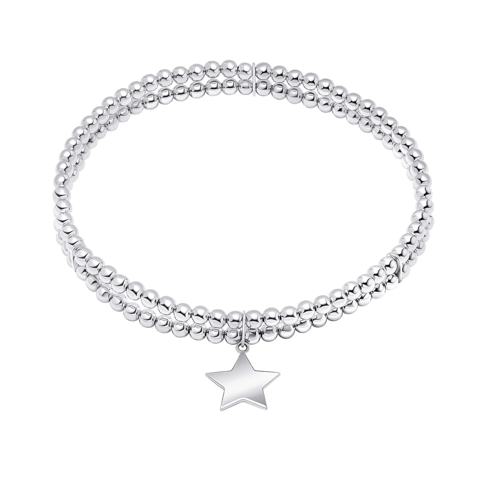 Double Row Stretch Bracelet With Star Charm