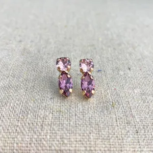 Doubled Up Diamante Marquise Bar Post Earrings