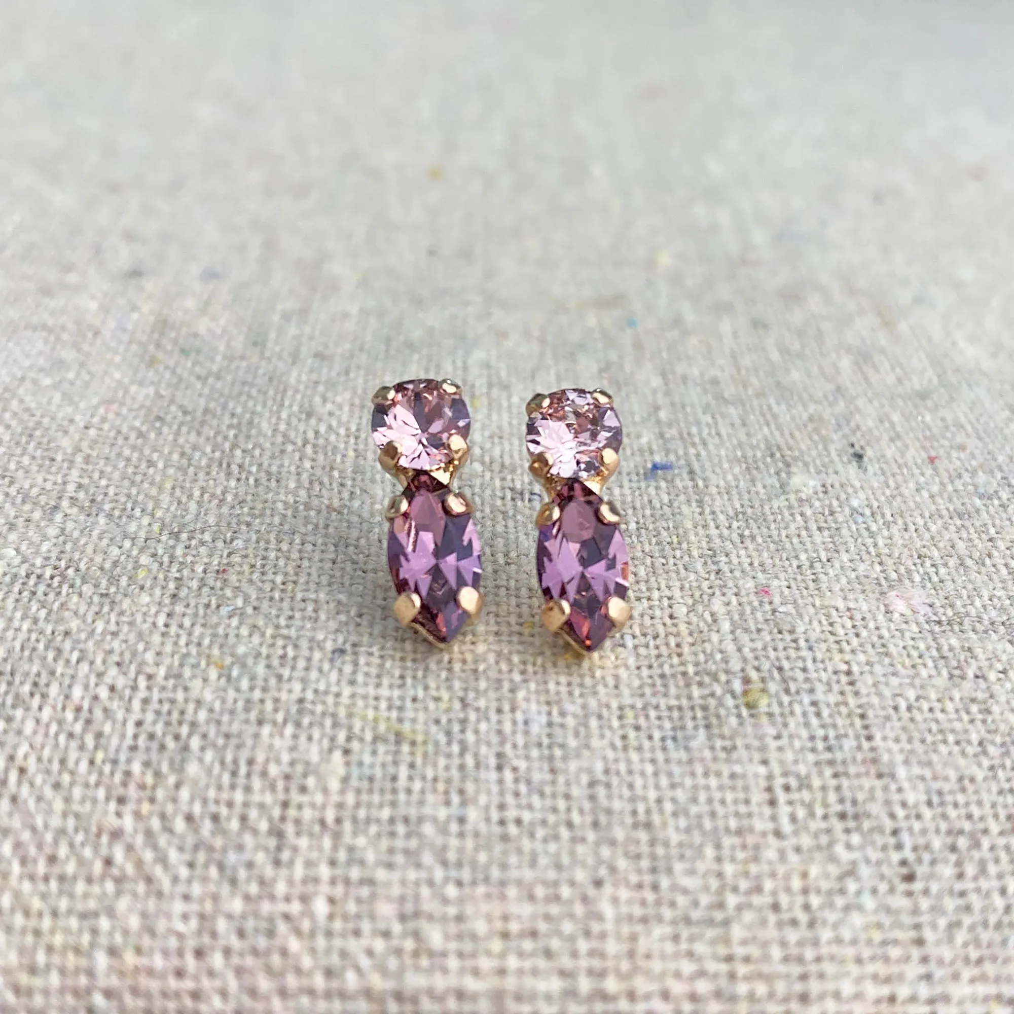 Doubled Up Diamante Marquise Bar Post Earrings