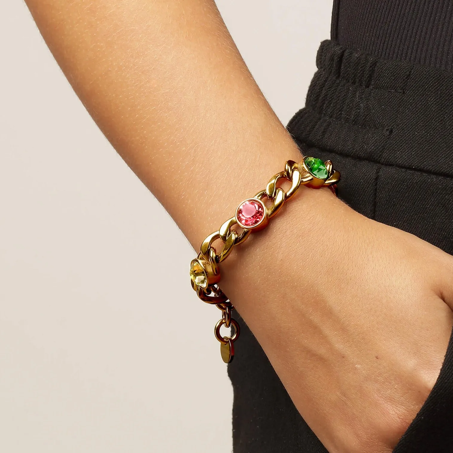 Dyrberg Kern Ariane Gold Curb Chain Bracelet - Pastel