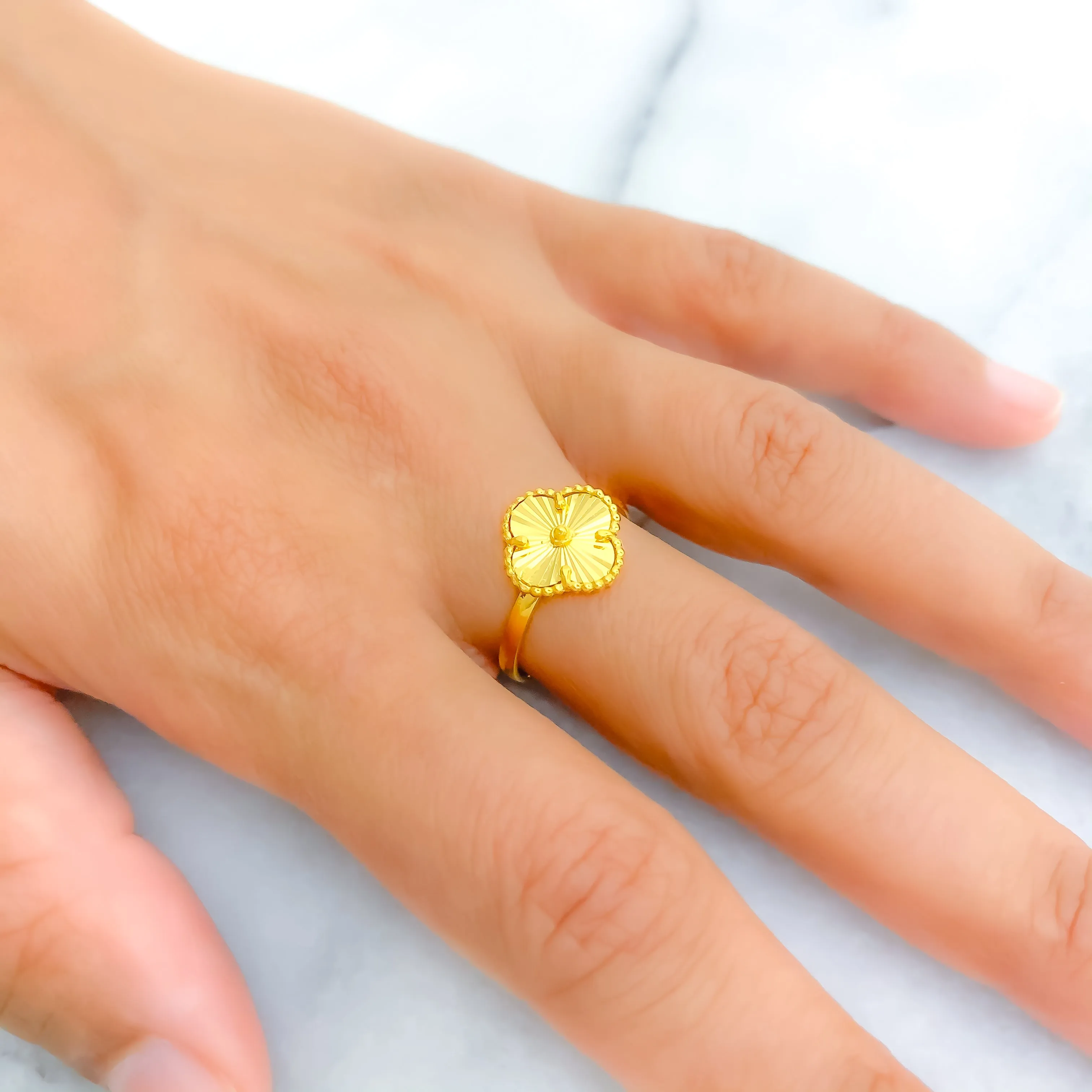 Eclectic Glam 21K Gold Clover Ring