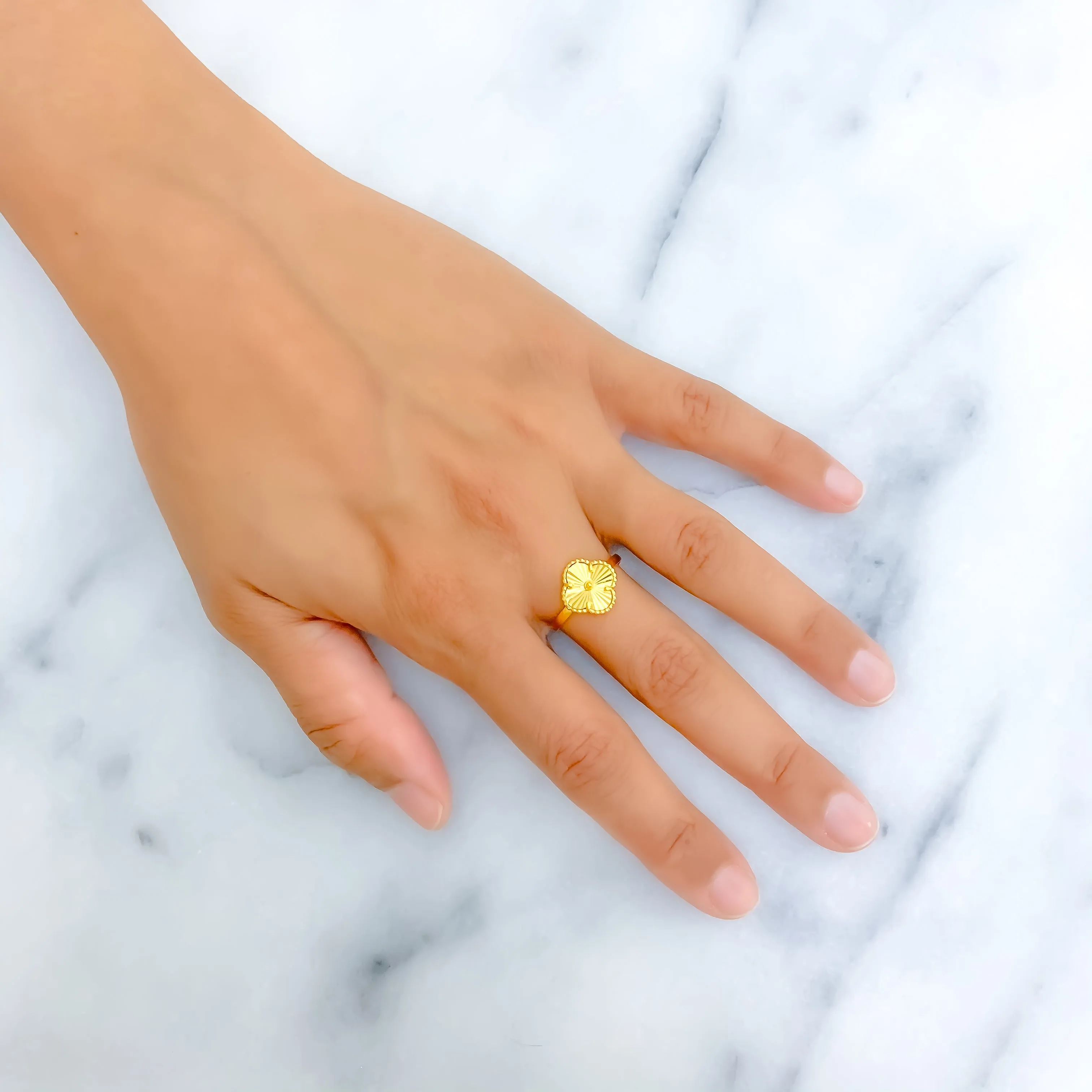 Eclectic Glam 21K Gold Clover Ring