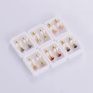 Elegant Simple Style Round Inlay Stainless Steel Zircon 18k Gold Plated Ear Studs