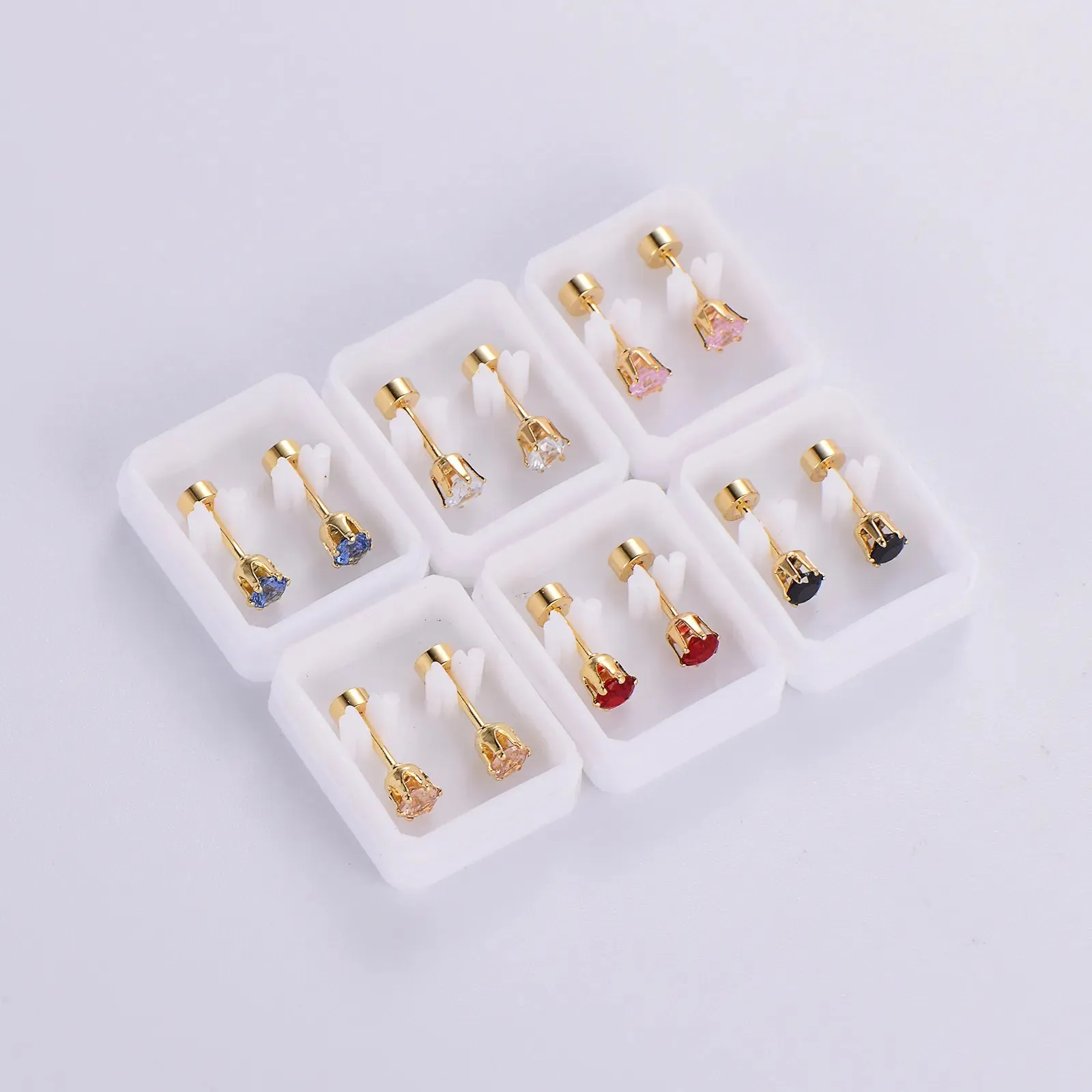 Elegant Simple Style Round Inlay Stainless Steel Zircon 18k Gold Plated Ear Studs