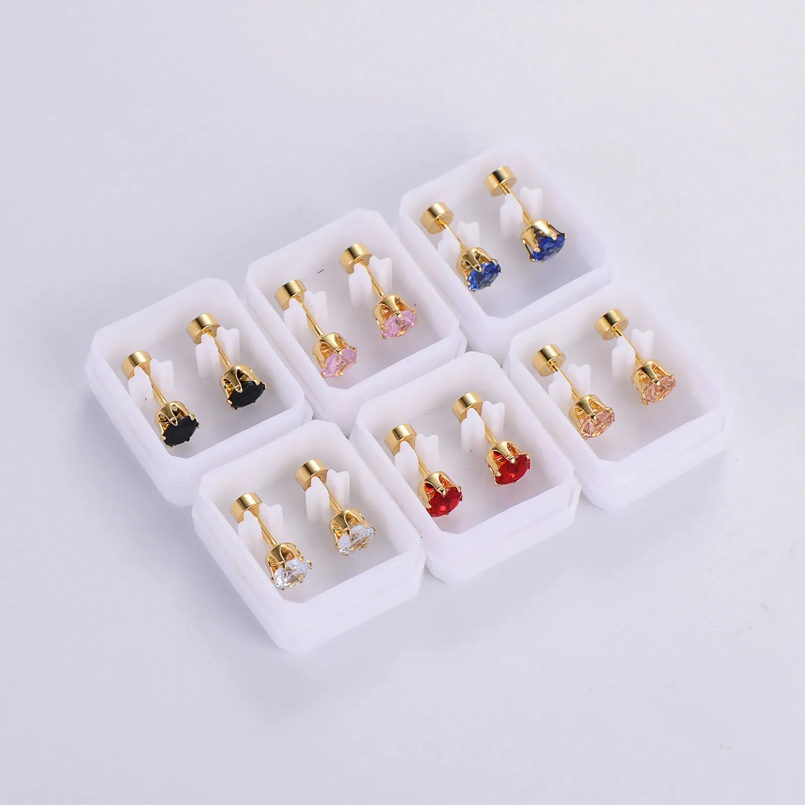 Elegant Simple Style Round Inlay Stainless Steel Zircon 18k Gold Plated Ear Studs