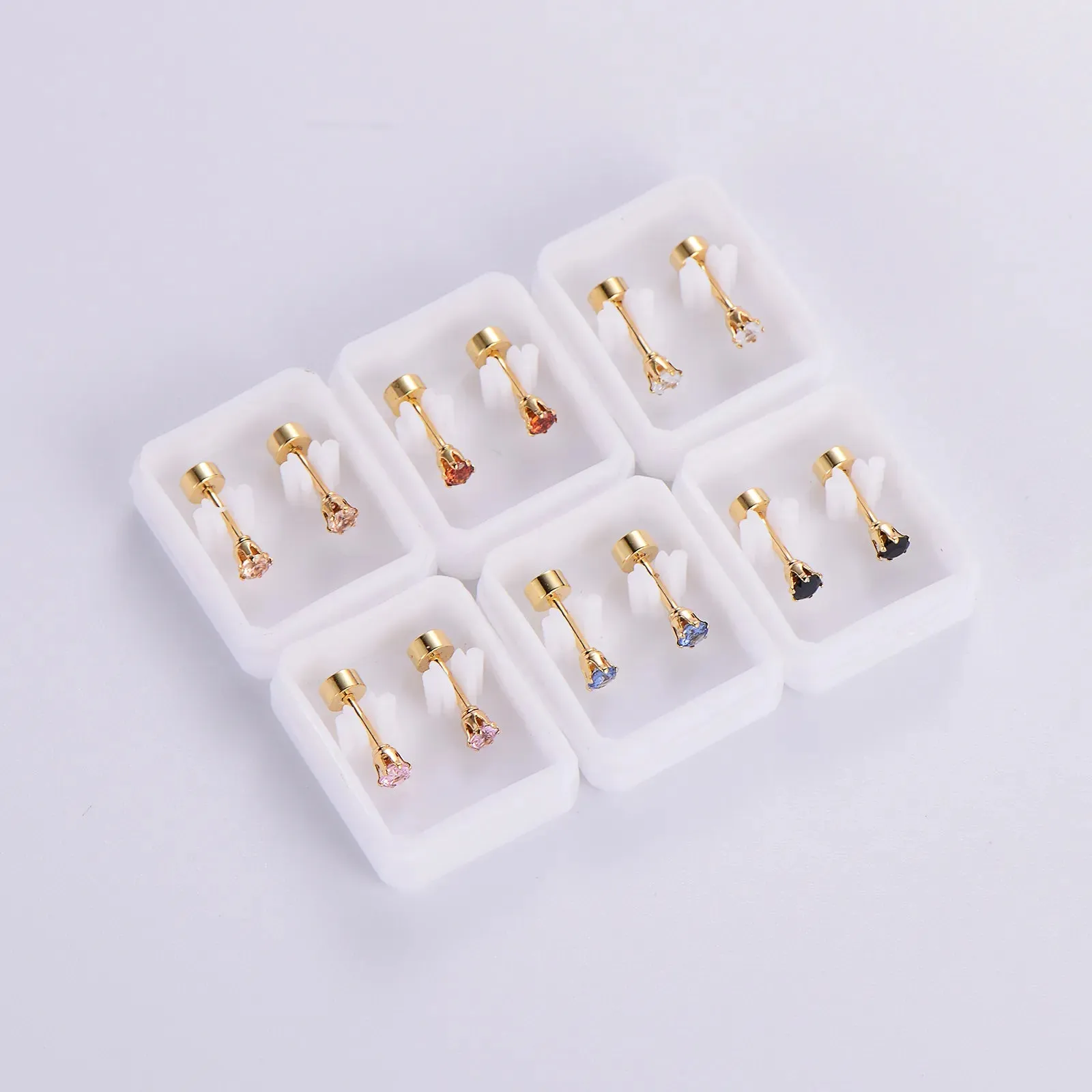 Elegant Simple Style Round Inlay Stainless Steel Zircon 18k Gold Plated Ear Studs