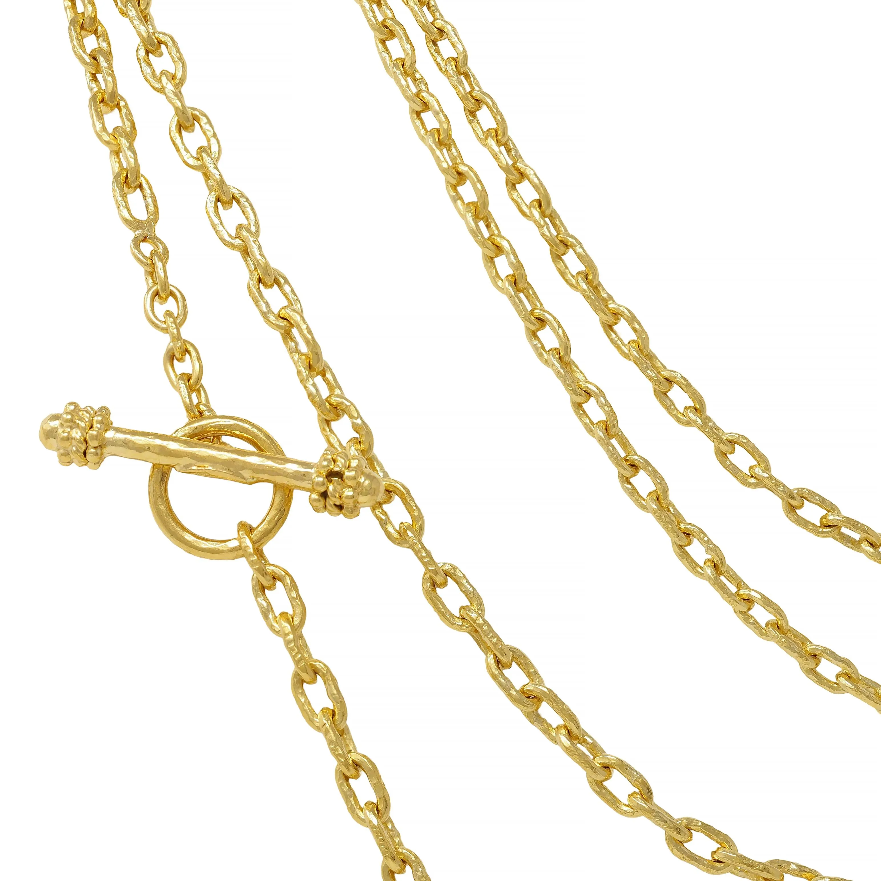 Elizabeth Locke Contemporary 19 Karat Yellow Gold Hammered Cable Link Chain Necklce