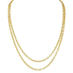 Elizabeth Locke Contemporary 19 Karat Yellow Gold Hammered Cable Link Chain Necklce