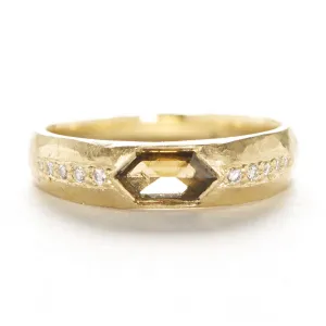 Elongated Hexagon Taper Diamond Ring