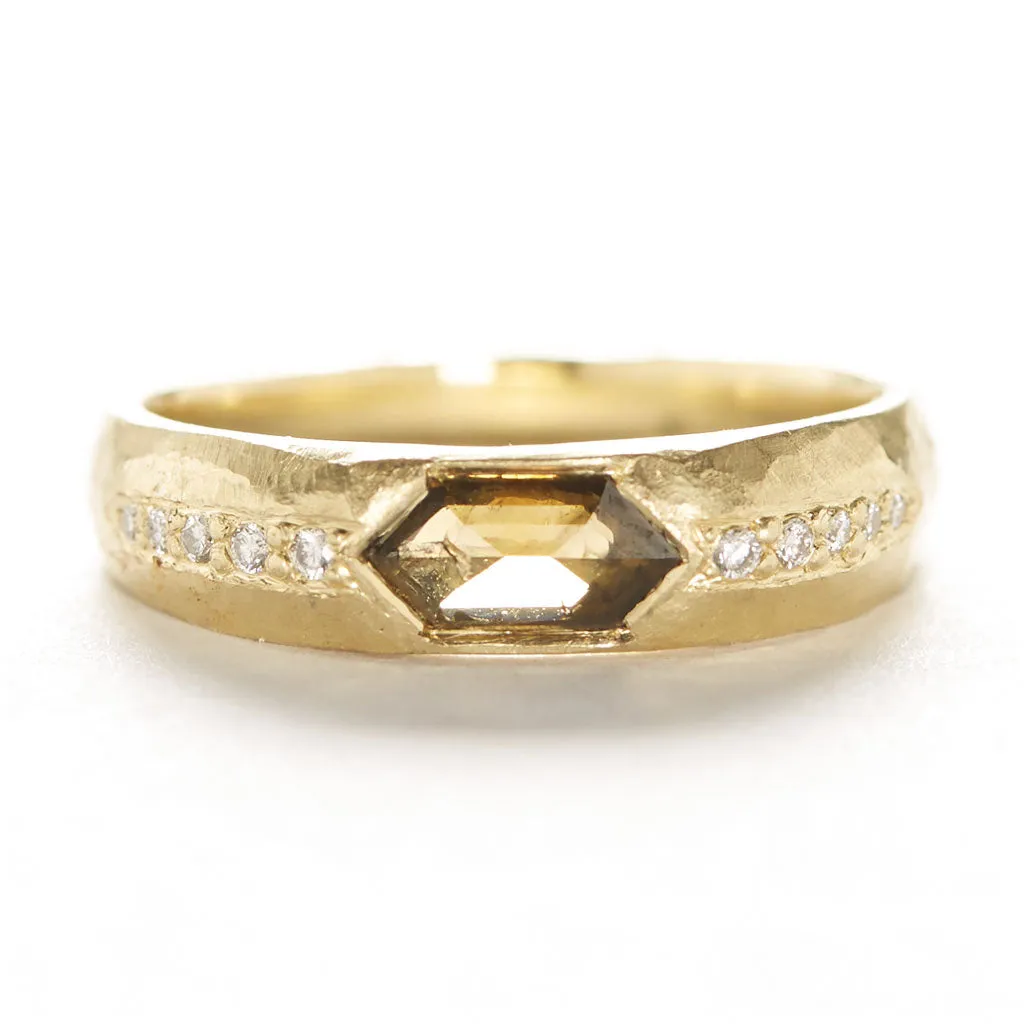 Elongated Hexagon Taper Diamond Ring