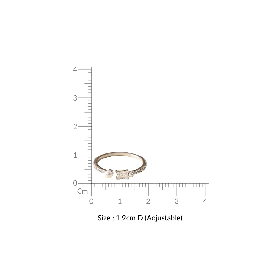 Emerald Cut Pearl Ring Silver