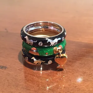 Enamel Heart Ring, 18k Gold