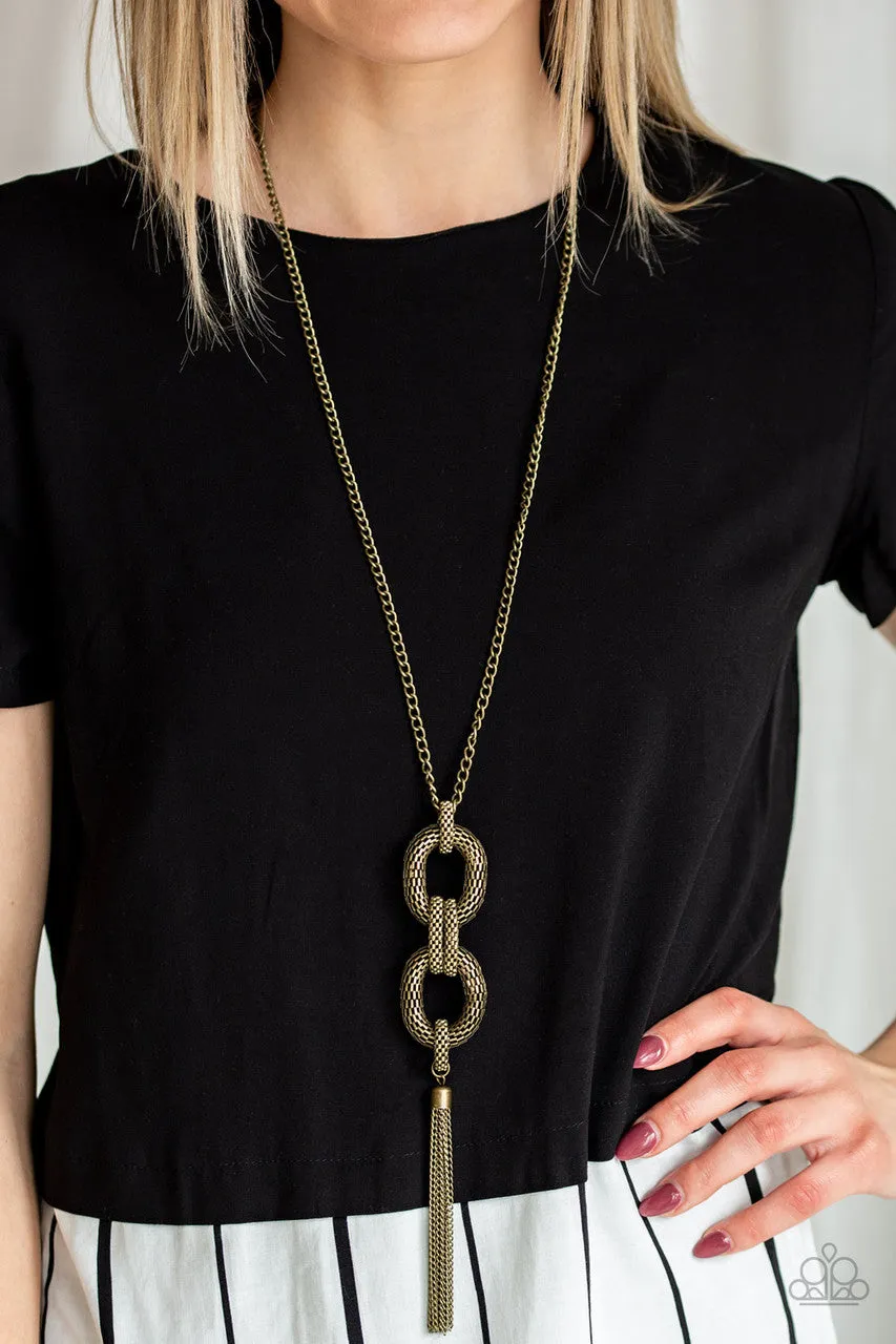 Enmeshed in Mesh Brass Paparazzi Necklace