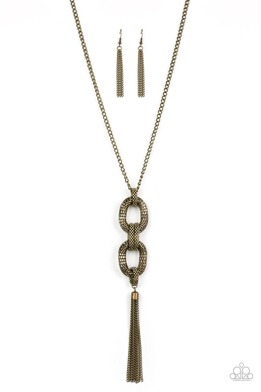Enmeshed in Mesh Brass Paparazzi Necklace