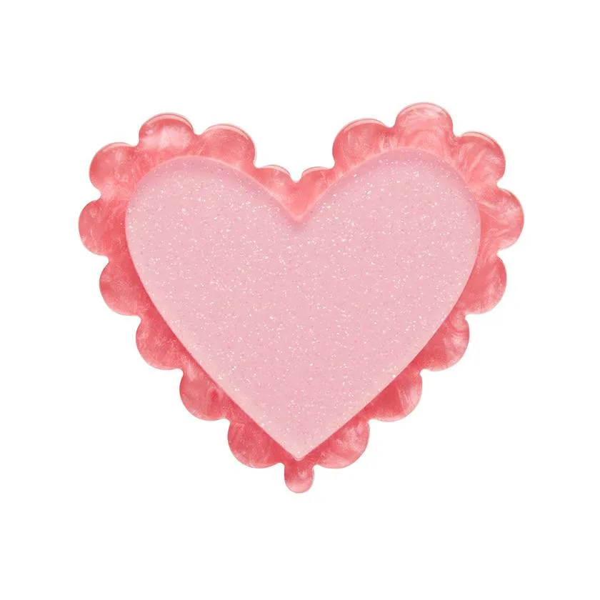 Erstwilder Scalloped Heart Simplified Mini Brooch