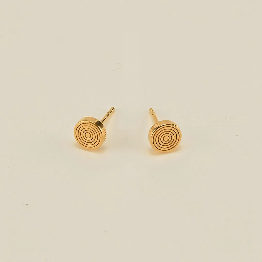 Etched Round Disk Stud Earring