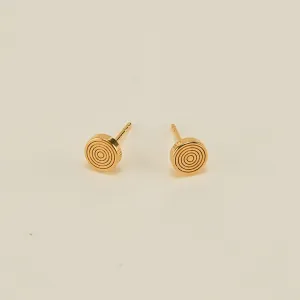 Etched Round Disk Stud Earring