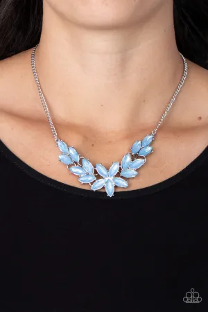 Ethereal Efflorescence - Blue - Opalescent Gem Flower Paparazzi Short Necklace - 2023 Empower Me Pink Exclusive