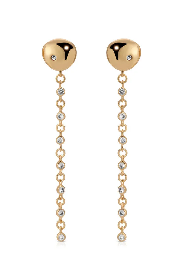 Ettika - Gold Polished Pebble Linear Chain Earrings