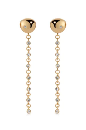 Ettika - Gold Polished Pebble Linear Chain Earrings