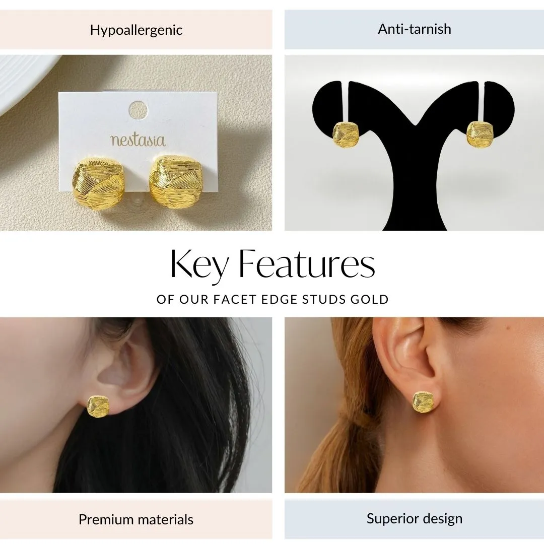 Facet Edge Studs Gold