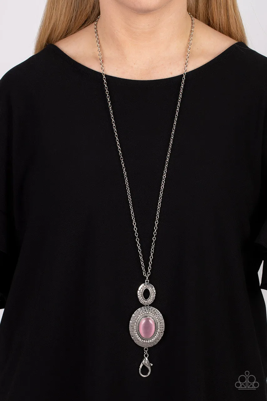 Fairytale Finesse - Pink - Oval Cat's Eye Stone Paparazzi Lanyard Necklace