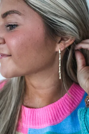 Fall For Me Linear Drop Earrings •  Gold