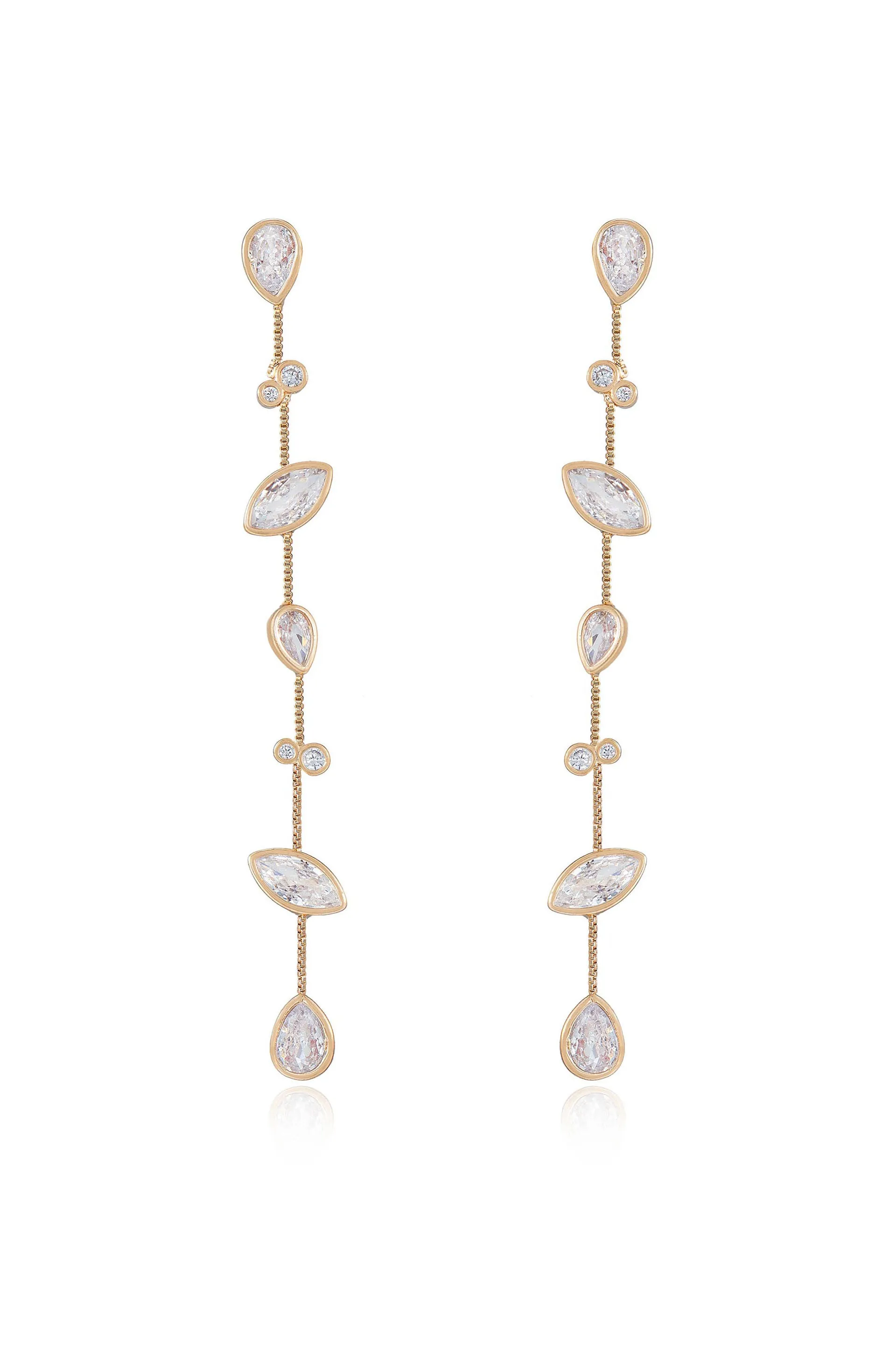 Falling Bezel Crystal Dangle Earrings