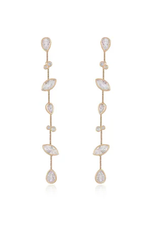 Falling Bezel Crystal Dangle Earrings