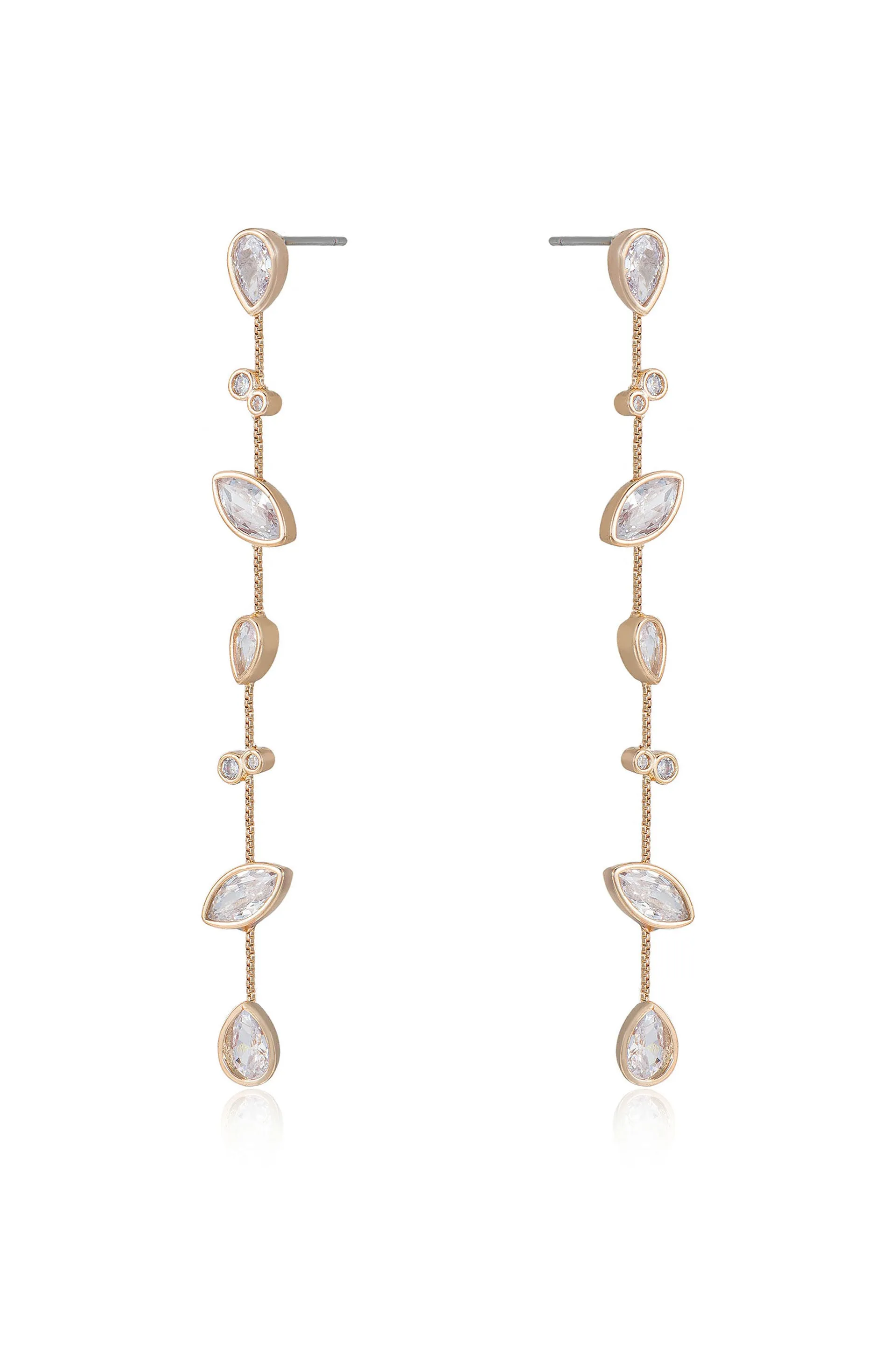 Falling Bezel Crystal Dangle Earrings