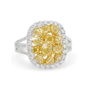 Fancy Yellow and White Diamond Lady's Ring V0259
