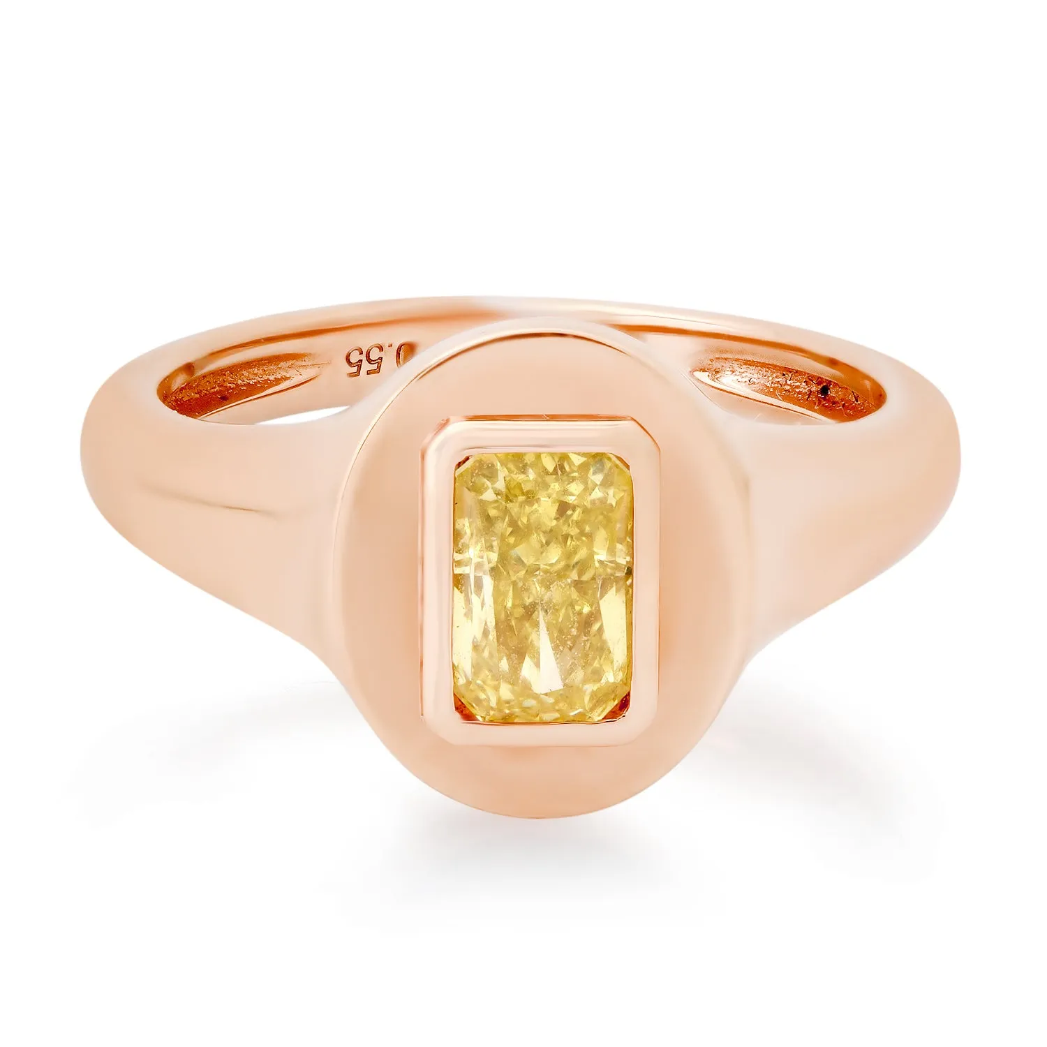 Fancy Yellow Diamond Signet Pinky Ring