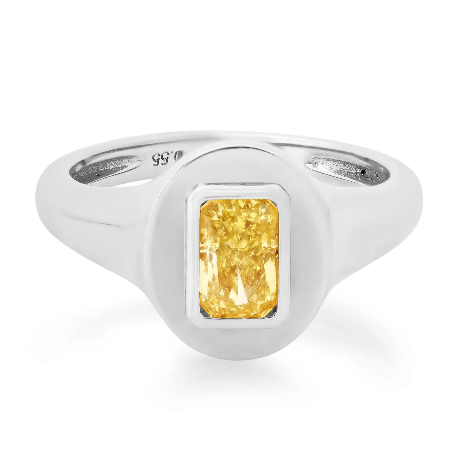 Fancy Yellow Diamond Signet Pinky Ring