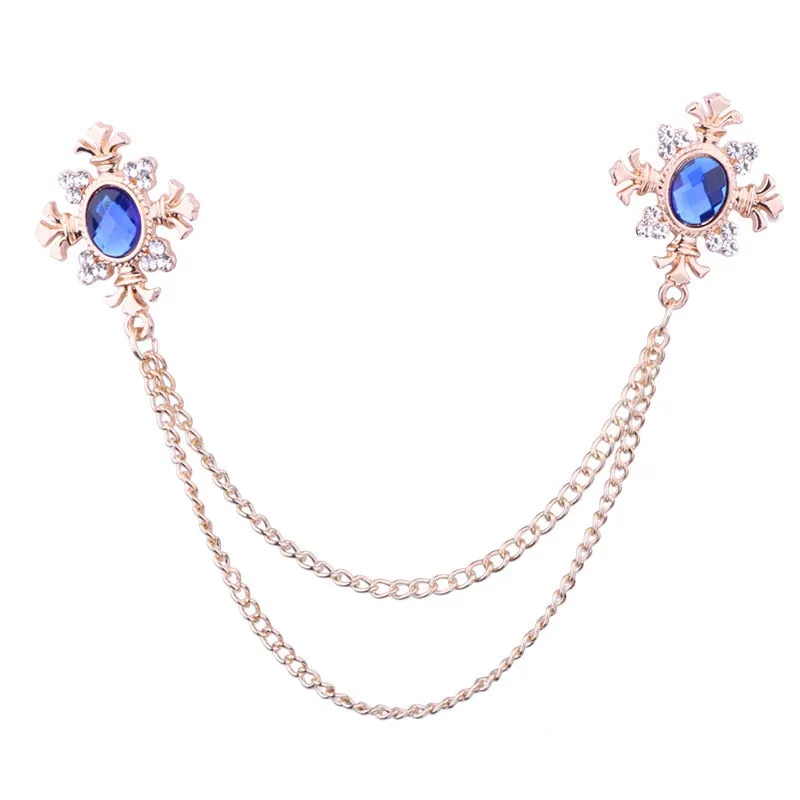 FASHION TASSEL CRYSTAL CHAIN BROOCH WOMEN SHIRT COLLAR PINSAND BROOCHES PERSONALITY LAPEL PIN