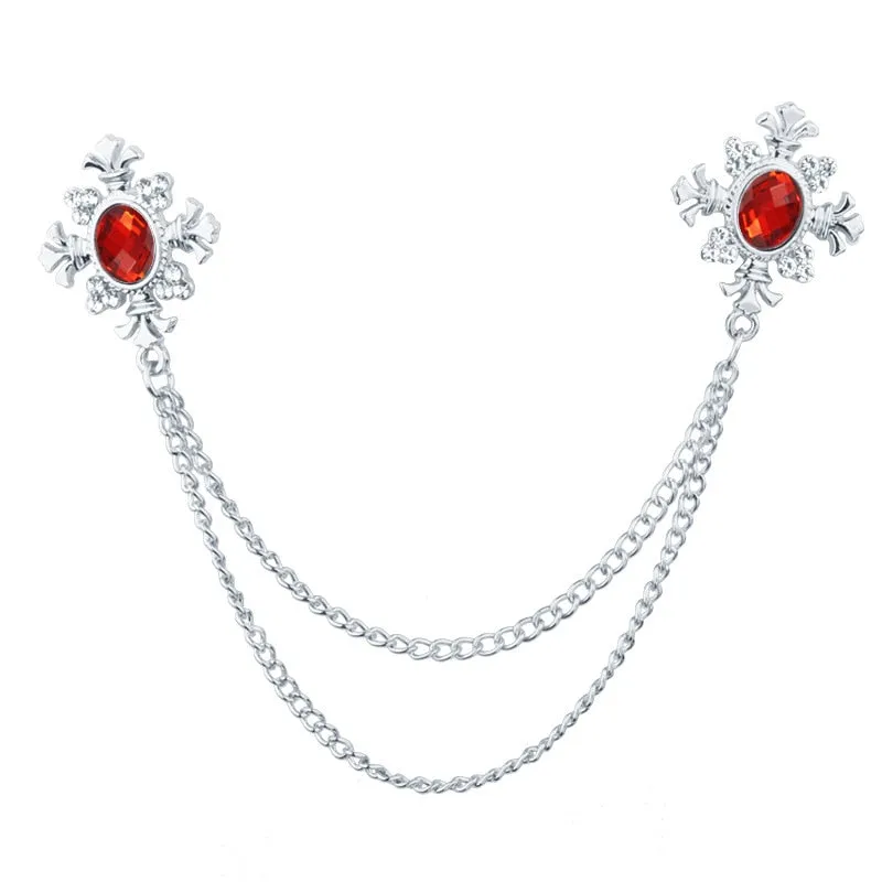 FASHION TASSEL CRYSTAL CHAIN BROOCH WOMEN SHIRT COLLAR PINSAND BROOCHES PERSONALITY LAPEL PIN