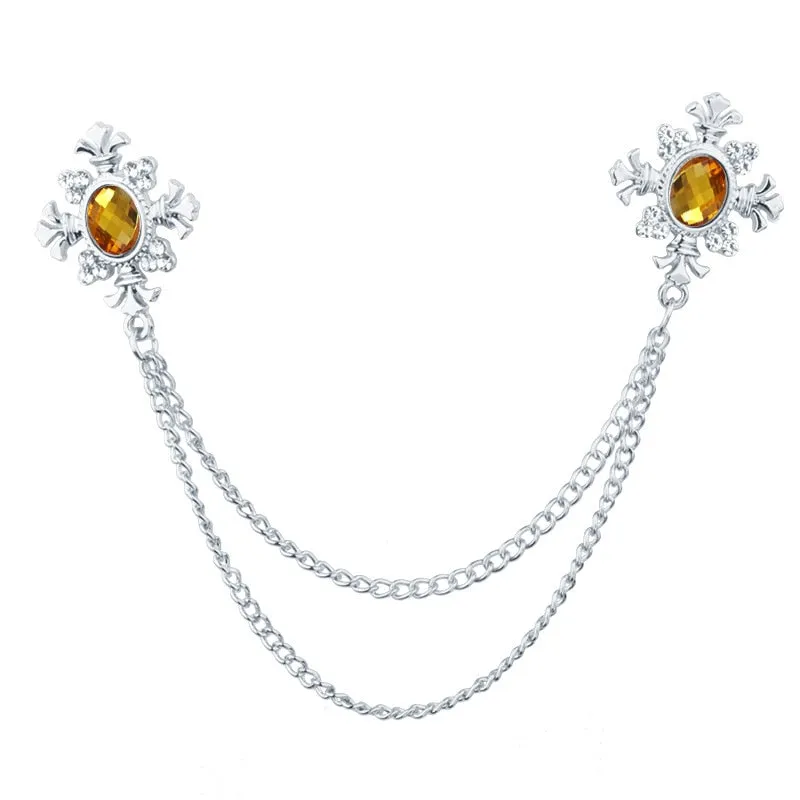 FASHION TASSEL CRYSTAL CHAIN BROOCH WOMEN SHIRT COLLAR PINSAND BROOCHES PERSONALITY LAPEL PIN