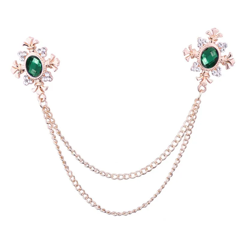 FASHION TASSEL CRYSTAL CHAIN BROOCH WOMEN SHIRT COLLAR PINSAND BROOCHES PERSONALITY LAPEL PIN