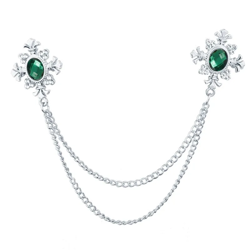 FASHION TASSEL CRYSTAL CHAIN BROOCH WOMEN SHIRT COLLAR PINSAND BROOCHES PERSONALITY LAPEL PIN